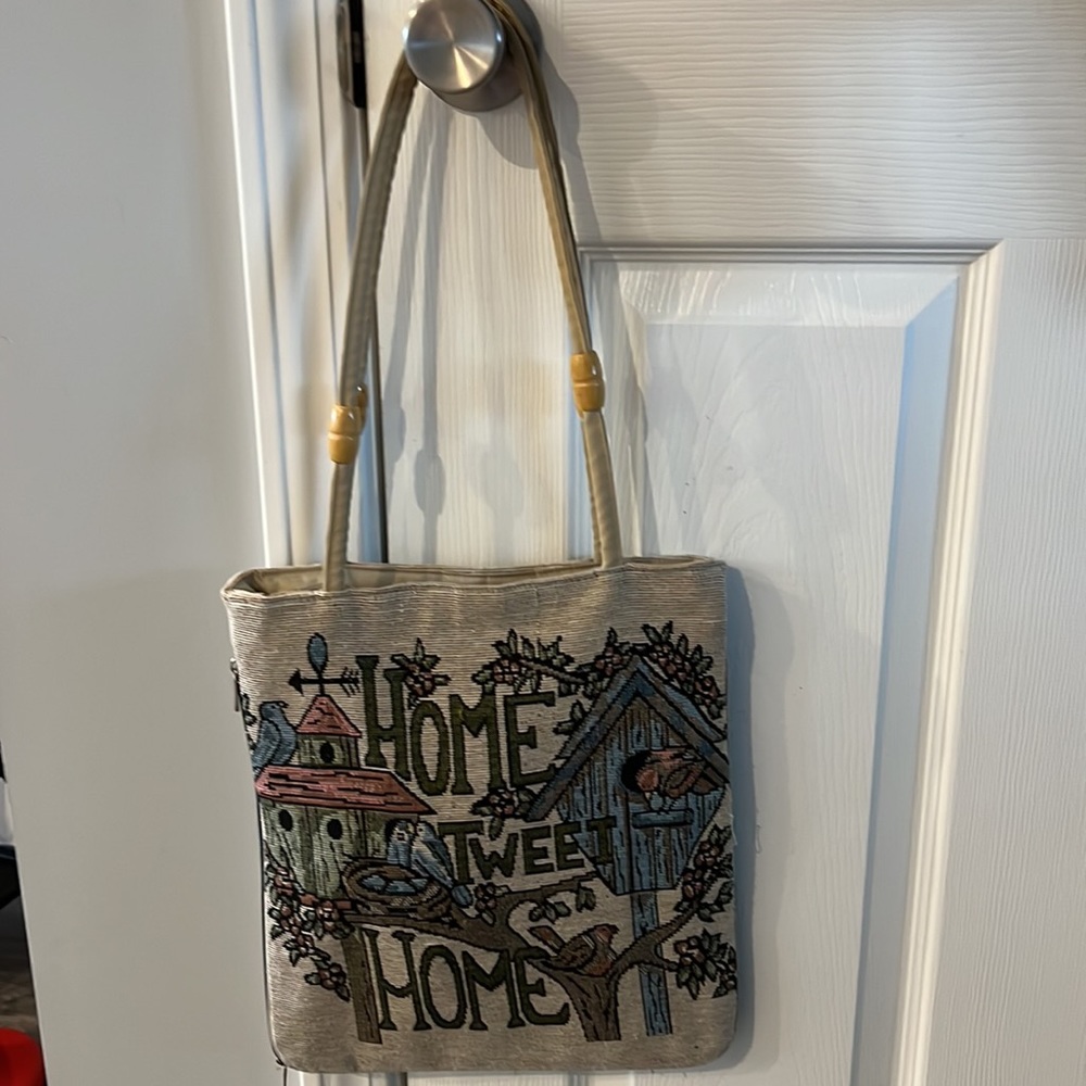 Embroidered Purse Birdhouse Birds Retro Vintage Home Tweet Home Tapestry View 2